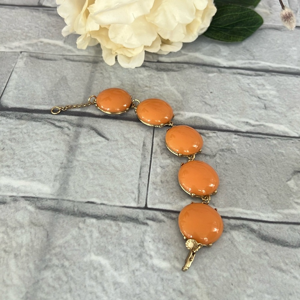 J. Crew peach gold round plastic bracelet 8.75”